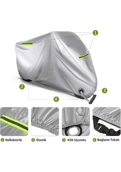 Apachi True 50 Uyumlu Motosiklet Brandası Premium (Kilit Uyumlu)-Gri fiyatları