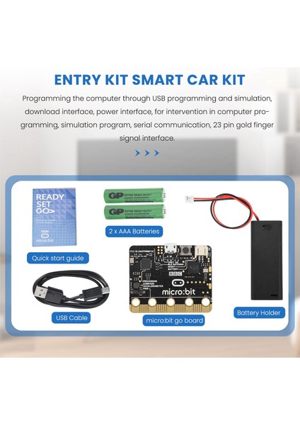 Microbit Go Başlangıç Kiti Bbc Akıllı Araç Kiti/qtruck/python Eğitimi Microbit Yapay Zeka ve Makine Öğrenimini (Yurt Dışından)