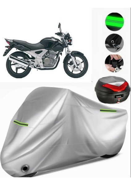 Honda Cbf 250 Arka Çanta Uyumlu Motosiklet Brandası Premium (Kilit Uyumlu)-Gri