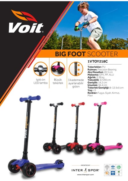 Scooter Işıklı 3 Teker ve Kask ( Small )