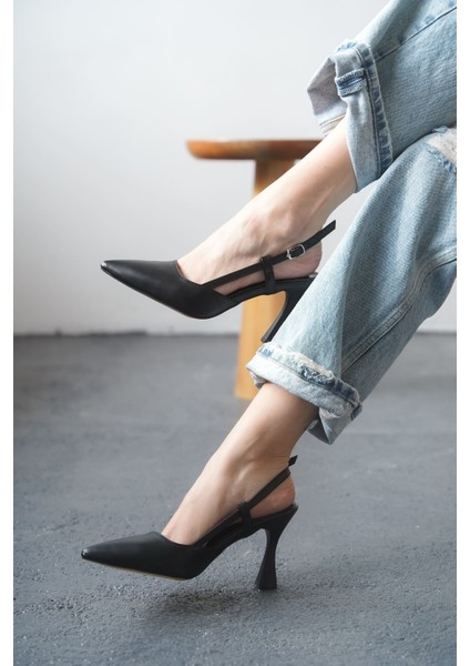 Kadın Barbos Topuklu Ayakkabı - Siyah-Deri fırsatları