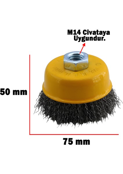 Saçaklı Çanak Fırça 75 mm Pas Kir Toz Temizleme Metal Temizlik Fırçası fiyatları