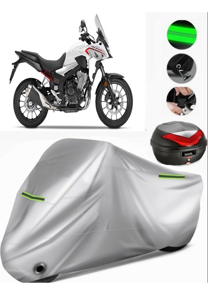 Honda NX500 Arka Çanta Uyumlu Motosiklet Brandası Premium (Kilit Uyumlu)-Gri