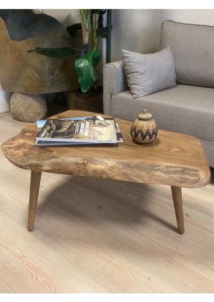 2180064 Ceviz El Yapımı Kütük Orta Sehpa 85 x 39, Yükseklik:47