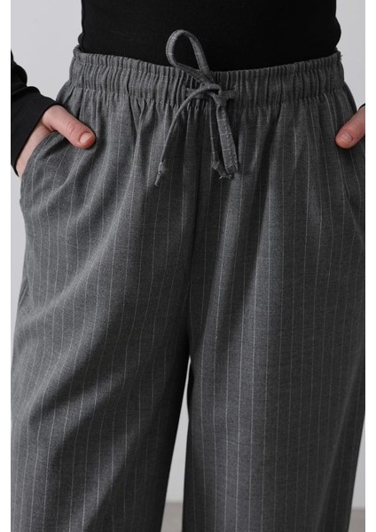 Beli Lastikli Bol Paça Pantolon - Antrasit