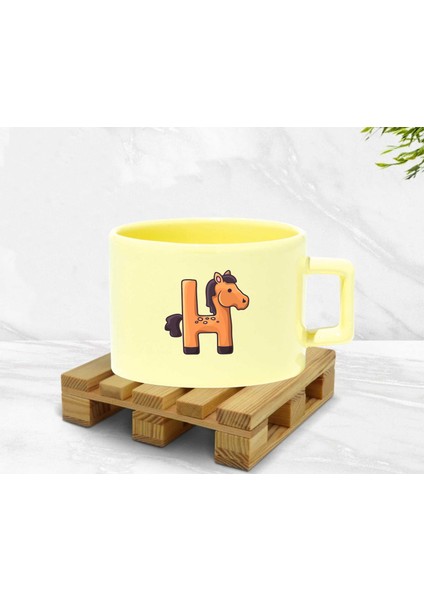 H Harfli Baskılı Renkli Kupa