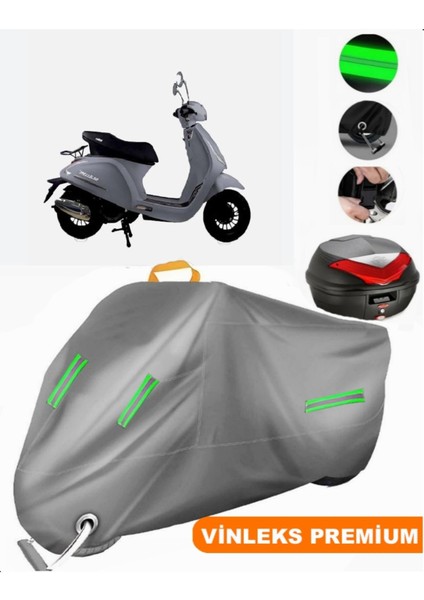 Vinleks Gri Altai Misk 50 Arka Çanta Uyumlu Motosiklet Brandası (Kilit Uyumlu)