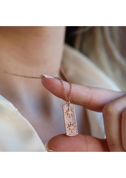 Kutup Yıldızı Rose Gold Asansörlü Gümüş Kolye fırsatları