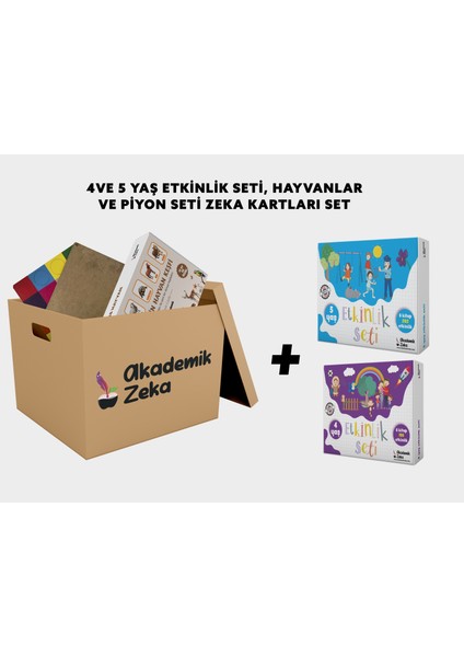 4 ve 5 Yaş Etkinlik Seti, Renk ve Sayı Öğrenme Piyon Seti ve Hayvanlar Zeka Kartı