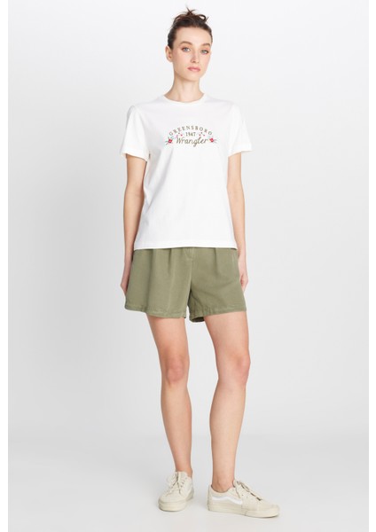 Regular Fit Normal Kesim Bisiklet Yaka %100 Pamuk Kırık Beyaz Tişört modelleri