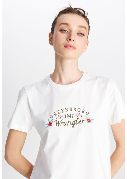 Regular Fit Normal Kesim Bisiklet Yaka %100 Pamuk Kırık Beyaz Tişört fırsatları