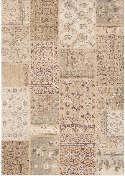 Siesta Patchwork 32-458 Etnik Eskitme Desenli Dokuma Tabanlı Yıkanabilir Şönil Salon ve Oda Halısı
