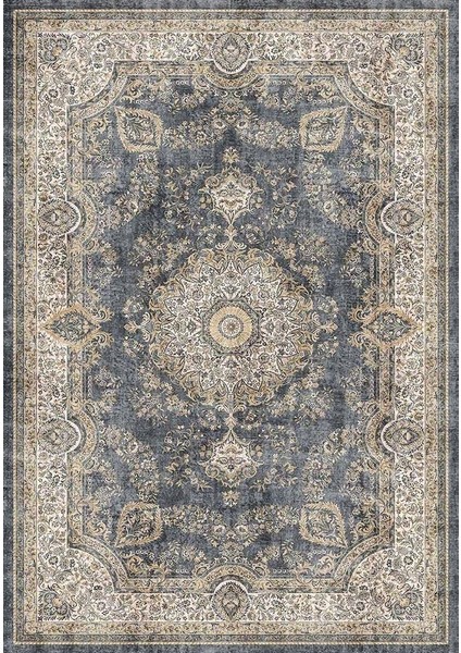 Dream 32-033 Etnik Eskitme Desenli Dokuma Tabanlı Yıkanabilir Şönil Salon ve Oda Halısı