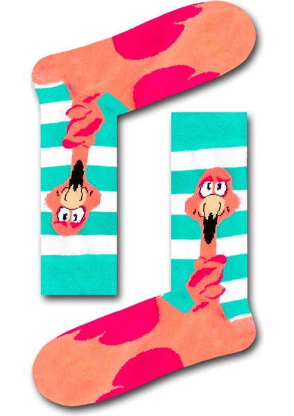 Şaşkın Flamingo Desenli Unisex Çorap