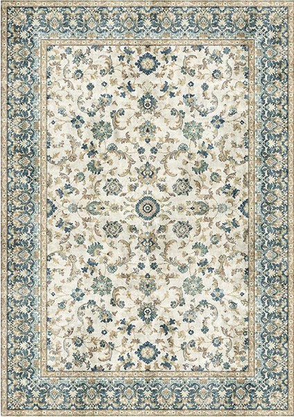 Dream 32-027 Etnik Eskitme Desenli Dokuma Tabanlı Yıkanabilir Şönil Salon ve Oda Halısı