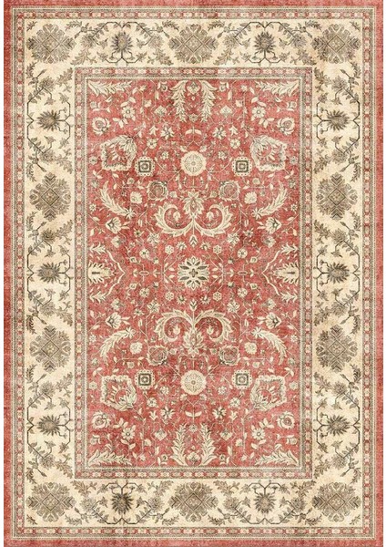 Dream 32-031 Etnik Eskitme Desenli Dokuma Tabanlı Yıkanabilir Şönil Salon ve Oda Halısı