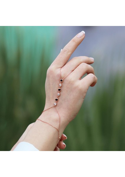 Sıra Zirkon Taşlı Rose Gold Gümüş Şahmeran