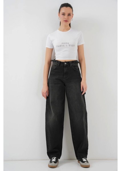 Yüksek Bel Kot Pantolon 6701 - Siyah