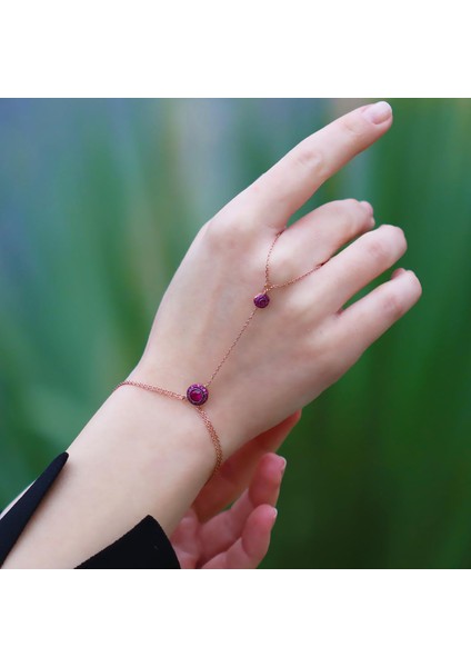 Zirkon Taşlı Elmas Montür Rose Gold Kaplama Gümüş Şahmeran