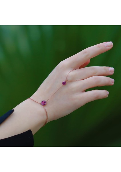 Zirkon Taşlı Elmas Montür Rose Gold Kaplama Gümüş Şahmeran