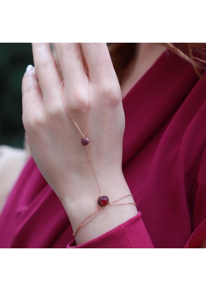 Zirkon Taşlı Elmas Montür Rose Gold Kaplama Gümüş Şahmeran