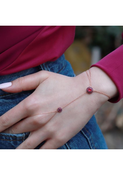 Zirkon Taşlı Elmas Montür Rose Gold Kaplama Gümüş Şahmeran