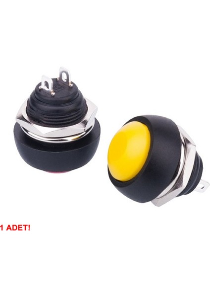 12MM PBS-33B 2 Pin Push Buton Sarı On Off 1A 250V Mini Yuvarlak Su Geçirmez Anahtar Momentary Switch