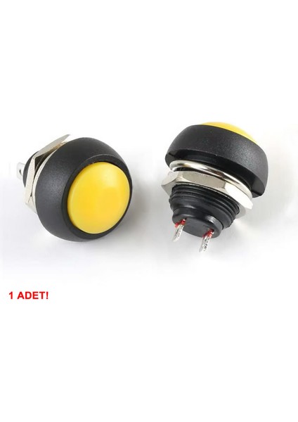 12MM PBS-33B 2 Pin Push Buton Sarı On Off 1A 250V Mini Yuvarlak Su Geçirmez Anahtar Momentary Switch