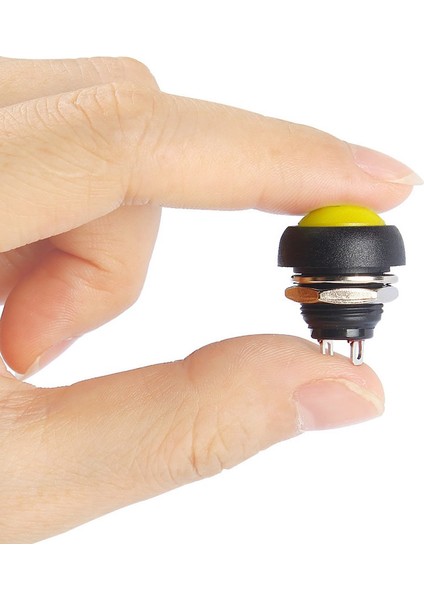 12MM PBS-33B 2 Pin Push Buton Sarı On Off 1A 250V Mini Yuvarlak Su Geçirmez Anahtar Momentary Switch