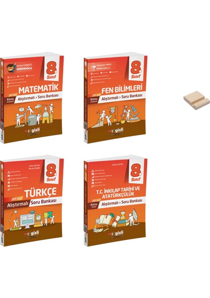 Lgs 8. Sınıf Konu Anlatımlı Alıştırmalı Matematik Fen Türkçe ve Sosyal Soru Bankası 4lü Set + Telefon Tutucu