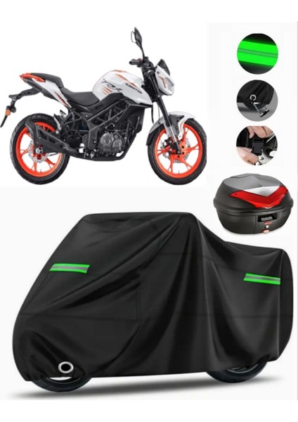 Qj TRX12 Arka Çanta Uyumlu Motosiklet Brandası Premium (Kilit Uyumlu)-Siyah
