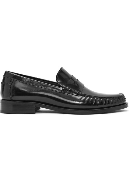 Erkek Siyah Deri Klasik Loafer 25SFD621122