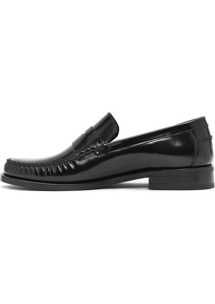 Erkek Siyah Deri Klasik Loafer 25SFD621122