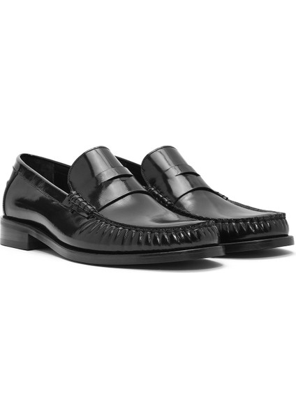 Erkek Siyah Deri Klasik Loafer 25SFD621122