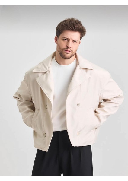 Yeni Sezon Crop Fit Erkek Trençkot Ceket