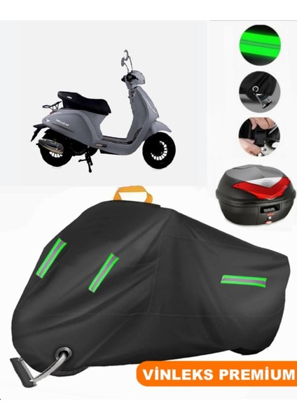 Vinleks Siyah Altai Misk 50 Arka Çanta Uyumlu Motosiklet Brandası Lüx Kalite (Kilit Uyumlu)