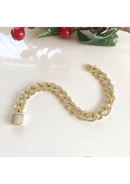 Sıra Sıra Zirkon Taşlı Gold İtalyan Gurmet Zincir Bileklik fiyatları