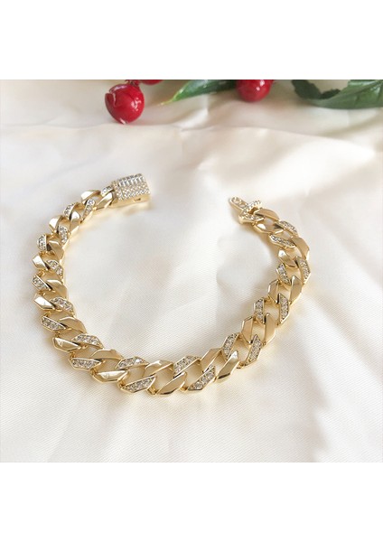Sıra Sıra Zirkon Taşlı Gold İtalyan Gurmet Zincir Bileklik modelleri