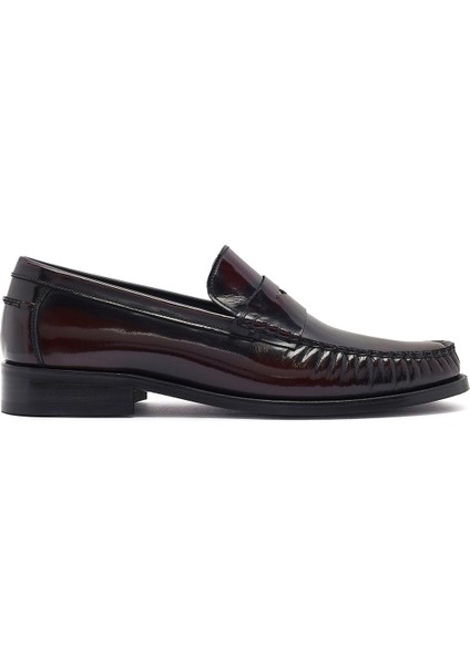 Erkek Bordo Deri Klasik Loafer 25SFD621122