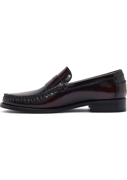 Erkek Bordo Deri Klasik Loafer 25SFD621122