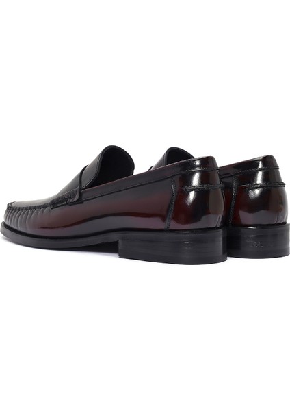 Erkek Bordo Deri Klasik Loafer 25SFD621122