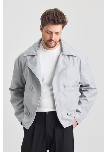 Yeni Sezon Crop Fit Erkek Trençkot Ceket