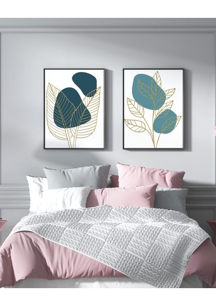 2 Li Ahşap Posterli Tablo , Fotoğraf Çerçevesi , Duvar Çerçevesi