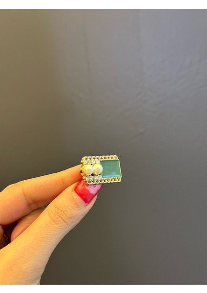 Inci ve Zirkon Taşlı Tasarım Iğneli Broş Yaka Iğnesi 3x1 cm