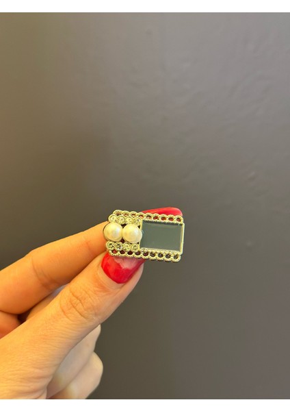 Inci ve Zirkon Taşlı Tasarım Iğneli Broş Yaka Iğnesi 3x1 cm