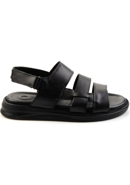 Siyah Leather Erkek Sandalet E05433501043