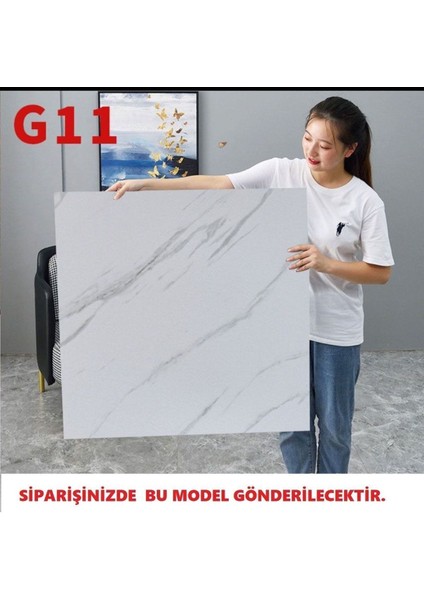 Yapışkanlı Mermer Desenli Kalın Pvc Yer Kaplama Panel Beyaz 60*60 cm 4 Adet 1, 44MT2 fiyatları
