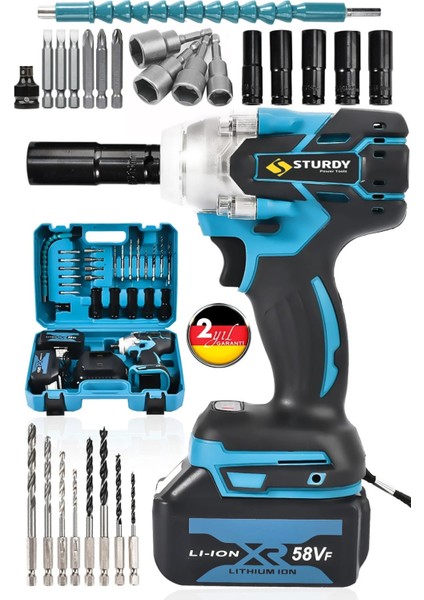 Yeni Nesil Kömürsüz Motor 21V Çift Akülü Darbeli Vidalama 450NM Somun Sıkma Sökme Seti
