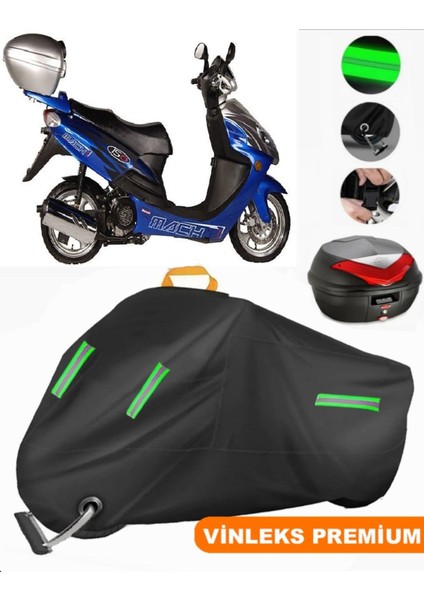 Vinleks Siyah Bianchi Mach-1 150 Arka Çanta Uyumlu Motosiklet Brandası Lüx Kalite (Kilit Uyumlu)