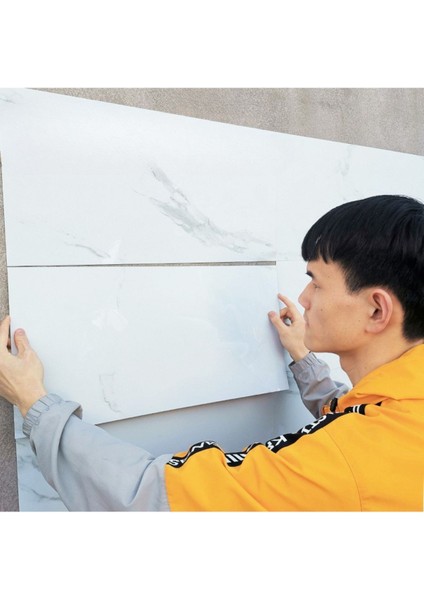 Düz Kırık Beyaz Yapışkanlı Pvc Duvar Kaplama Mutfak Banyo Sticker 30*60CM 6 Adet 1,08MT2